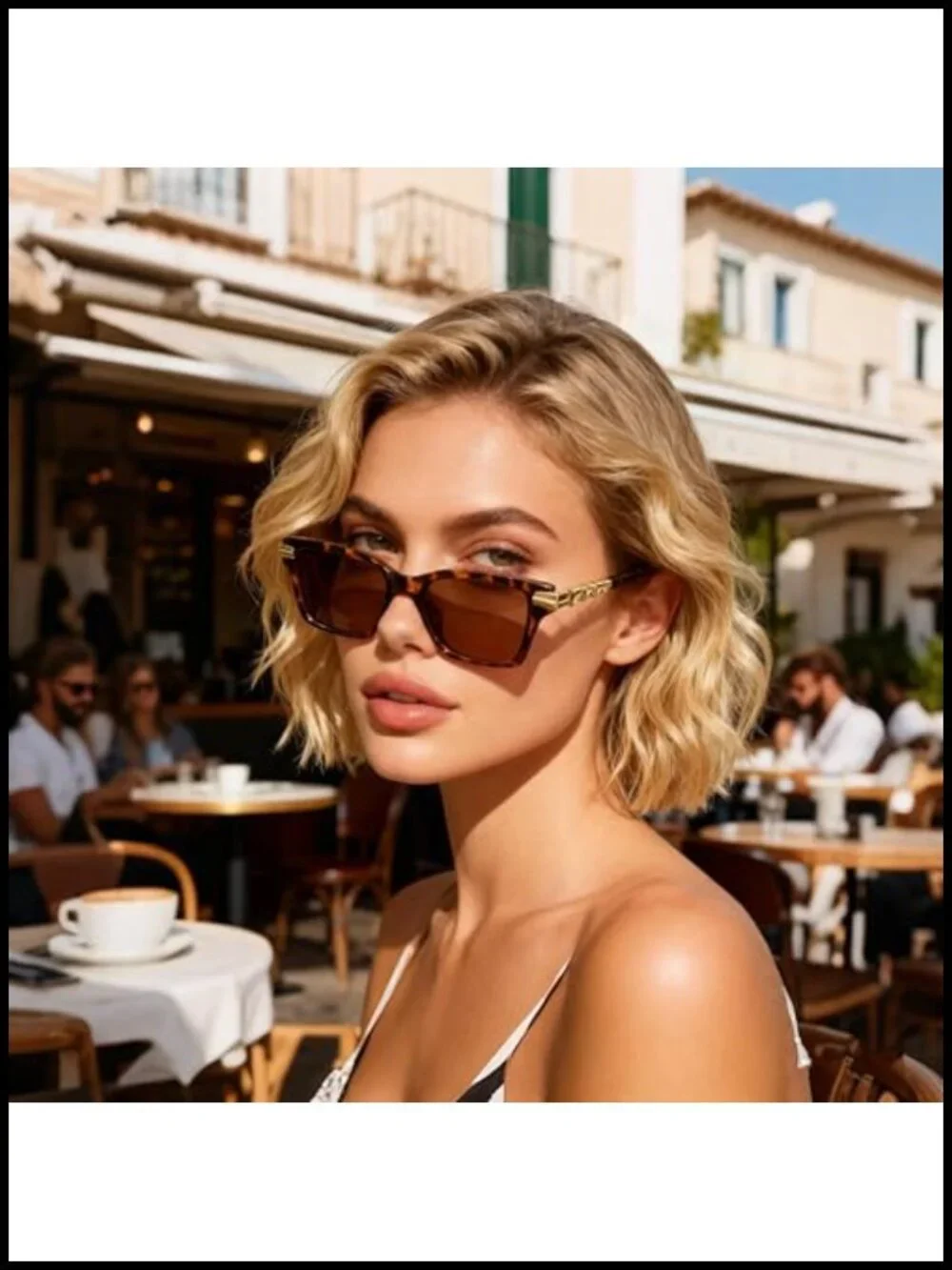 Cat Eye Sunglasses with Serpentine Metal Temples UV400 Protection